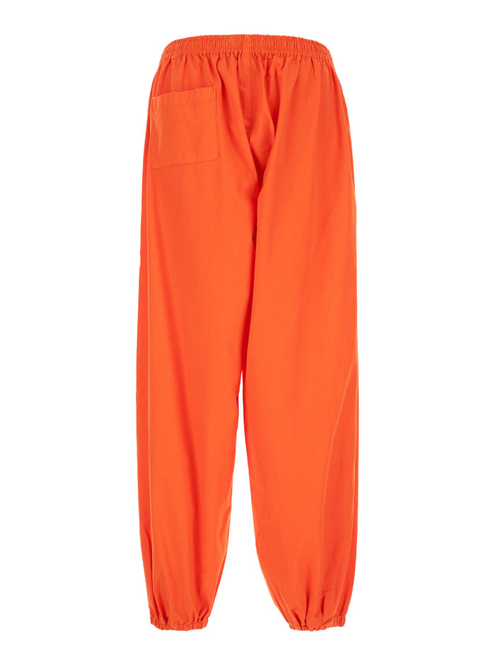 Orange Jogger Pants With Logo Detail Jersey Man Trousers