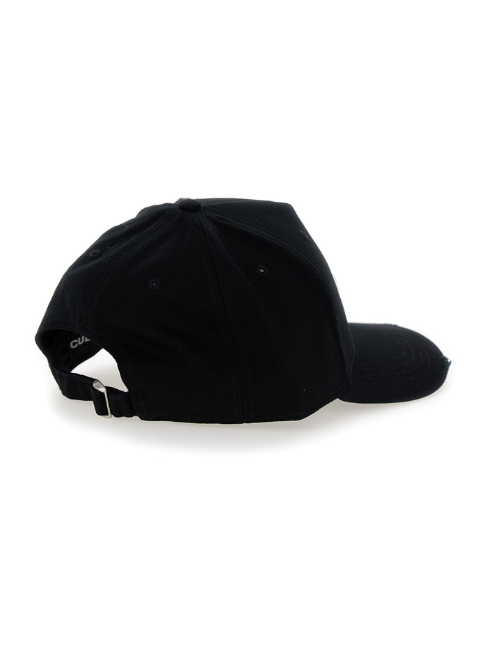 Black Baseball Cap With Cultura Embroidery Cotton Man Hats And Gloves