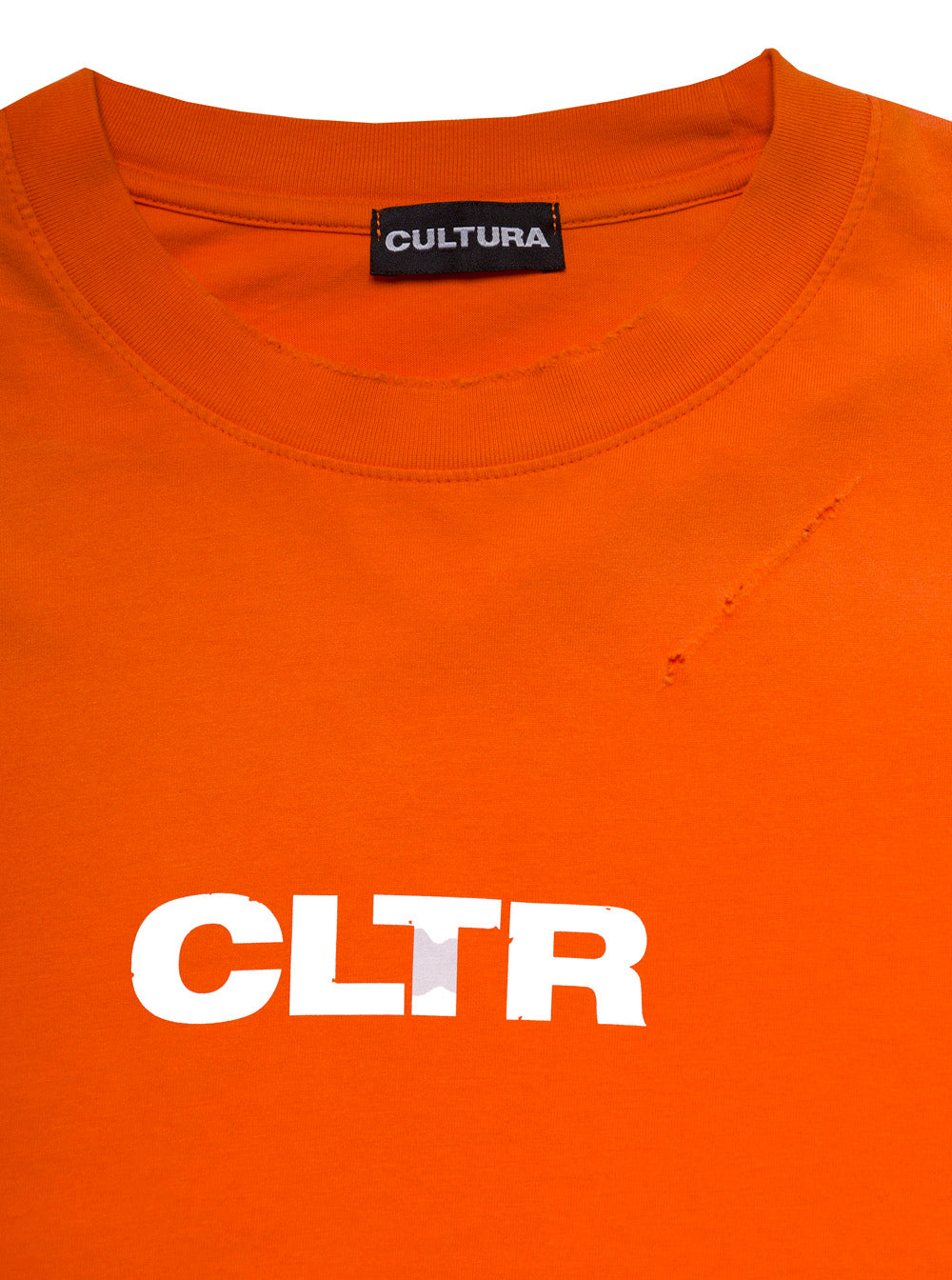 Orange Crewneck Sweatshirt with Contrasting CLTR Print in Jersey Man Sweatshirts