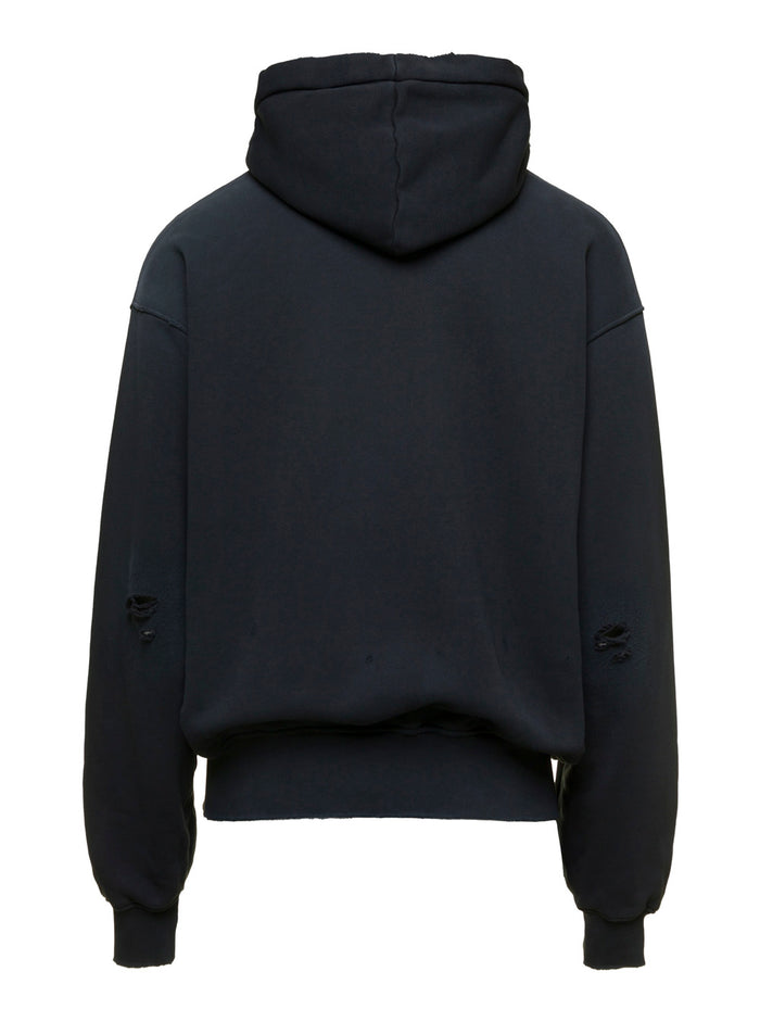 Black Hoodie With Cultura & Co Print Jersey Man Sweatshirts