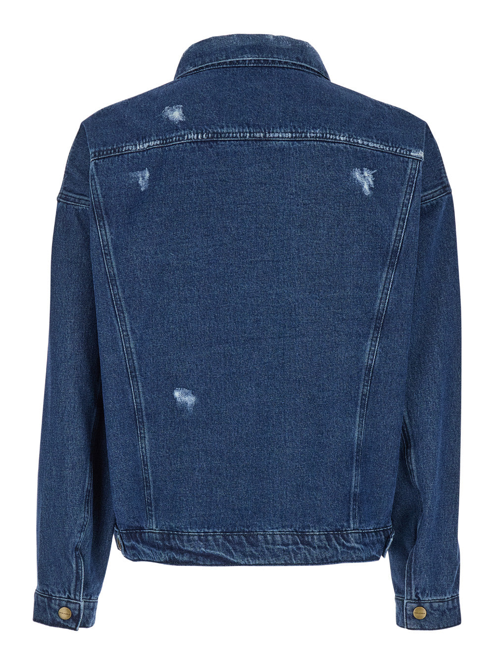 Blue Jacket with Branded Buttons in Denim Man Blu Outerwear