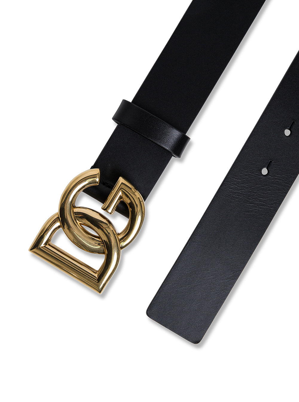 Dolce & Gabbana Mans Black Leather Belt With Dg Buckle Calf