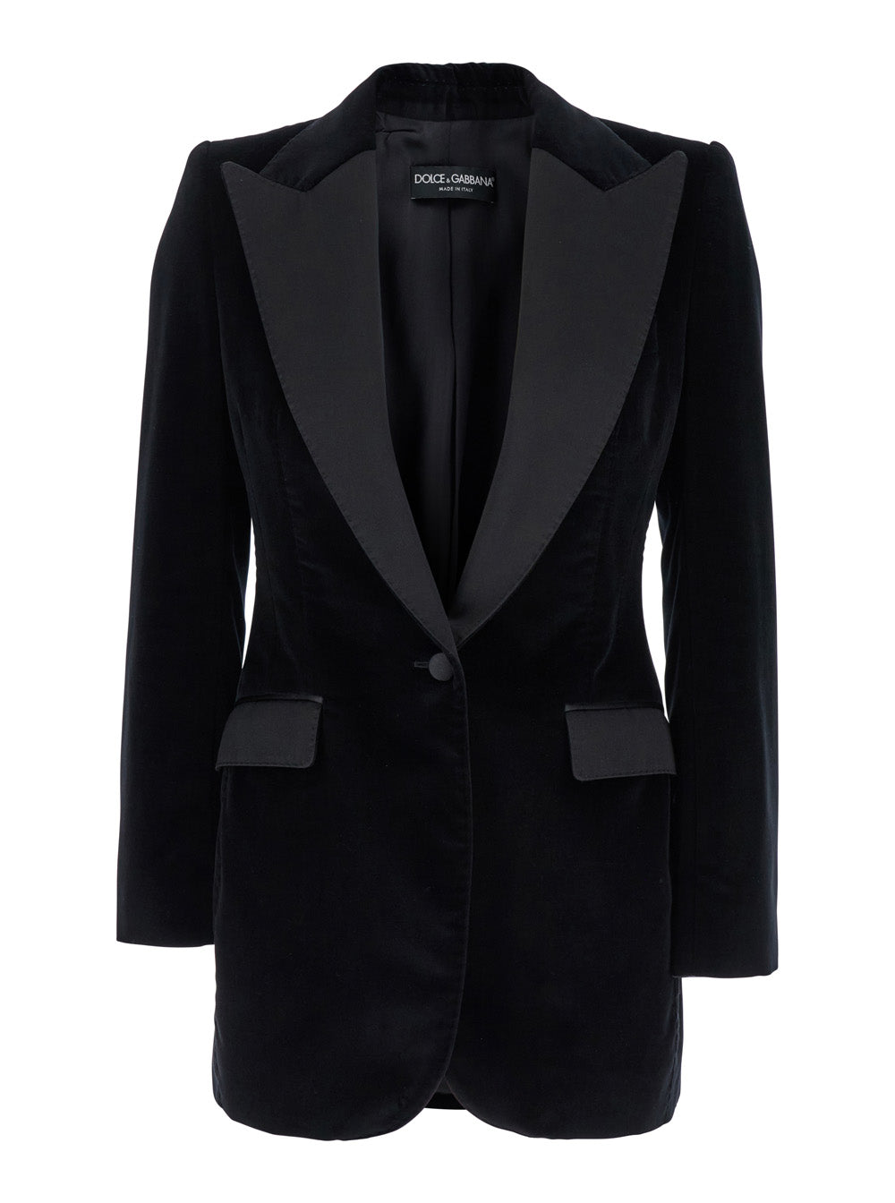 Black Single-Breasted Jacket With Peak Revers Velvet Woman Blazers