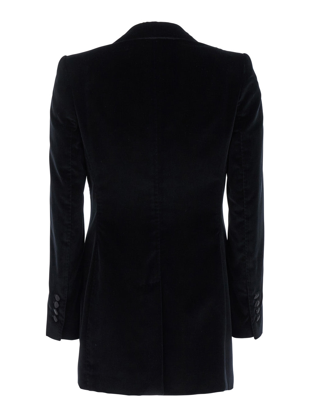 Black Single-Breasted Jacket With Peak Revers Velvet Woman Blazers