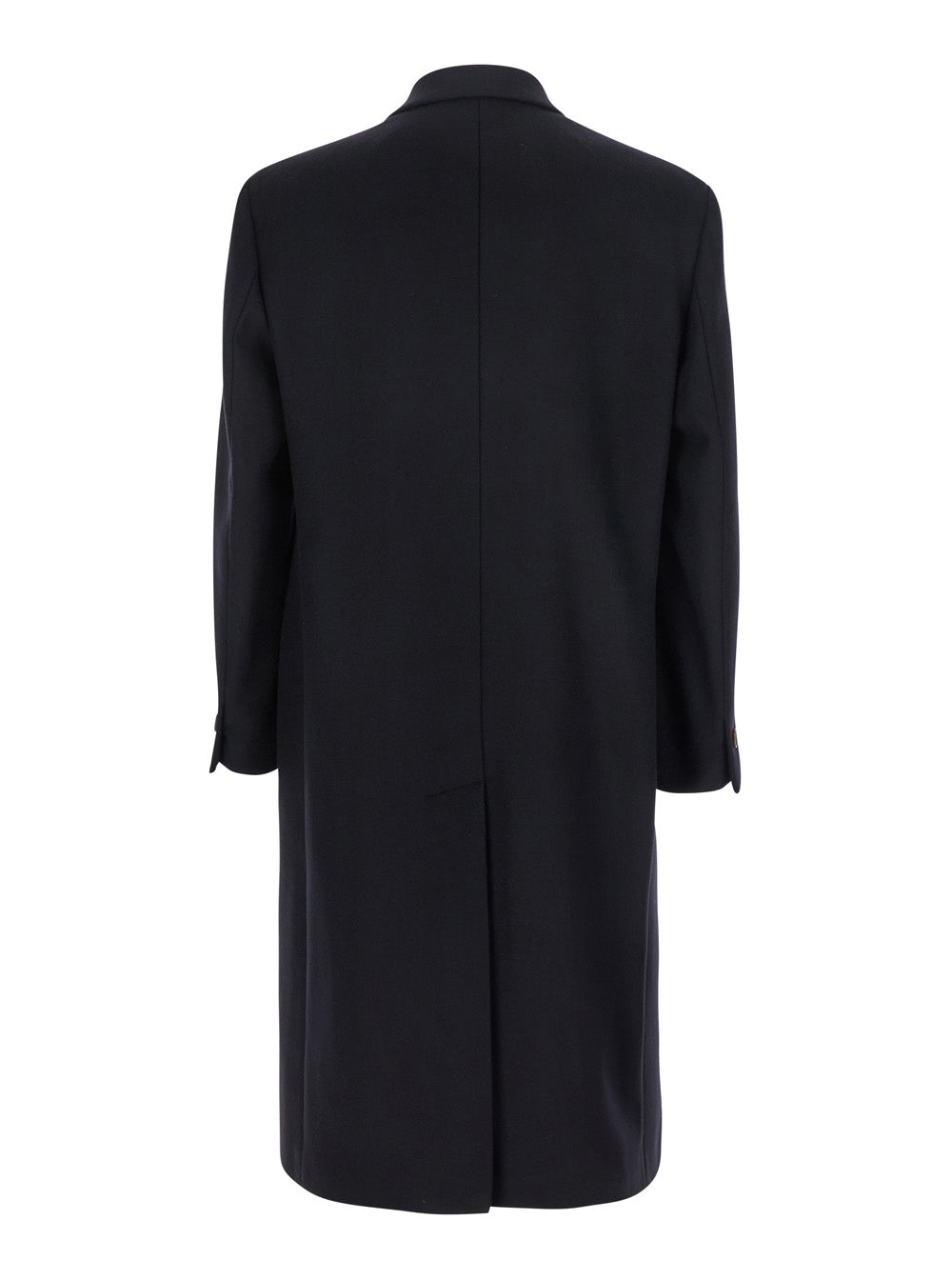 Blue Double-Breasted Coat With Pointed Lapels Wool Blend Man Blu