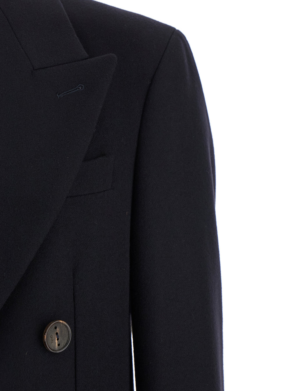 Blue Double-Breasted Coat With Pointed Lapels Wool Blend Man Blu