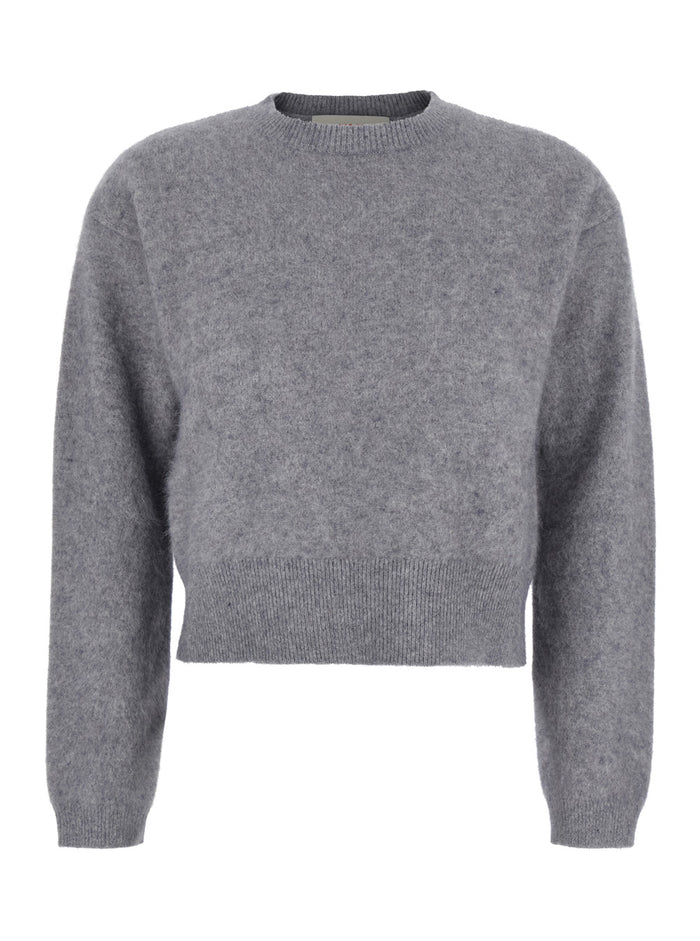 Grey Crewneck Sweater Wool And Cashmere Blend Woman Jersey