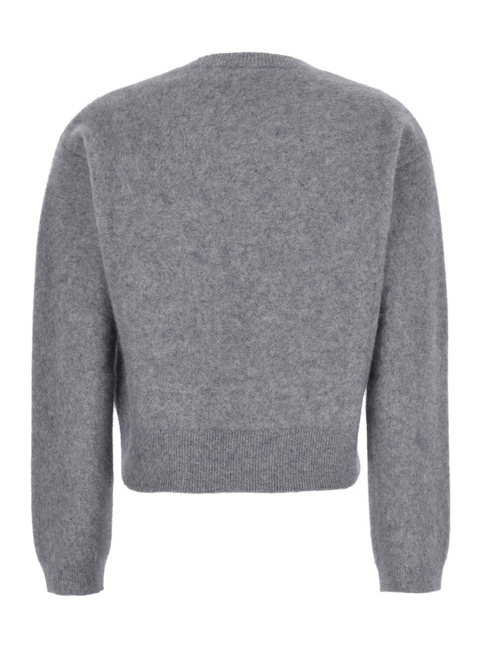 Grey Crewneck Sweater Wool And Cashmere Blend Woman Jersey