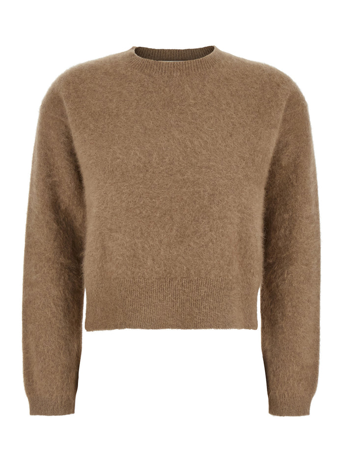 Beige Crewneck Sweater Wool And Cashmere Blend Woman Cotton Jersey