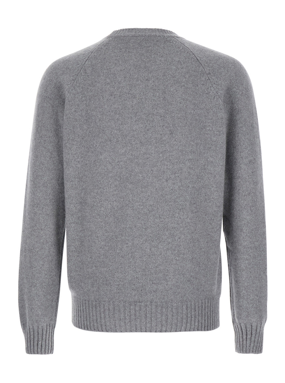 Grey Crewneck Sweater in Wool and Cashmere Blend Man Kashmir Virgin Jersey