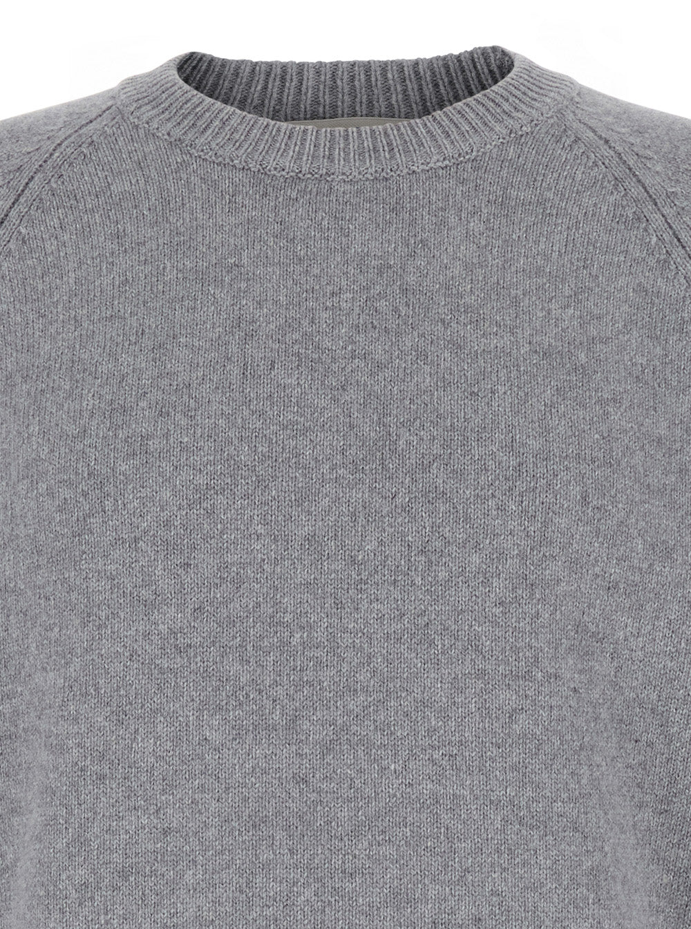 Grey Crewneck Sweater in Wool and Cashmere Blend Man Kashmir Virgin Jersey
