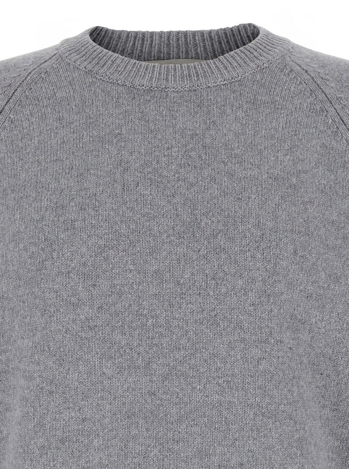 Grey Crewneck Sweater in Wool and Cashmere Blend Man Kashmir Virgin Jersey