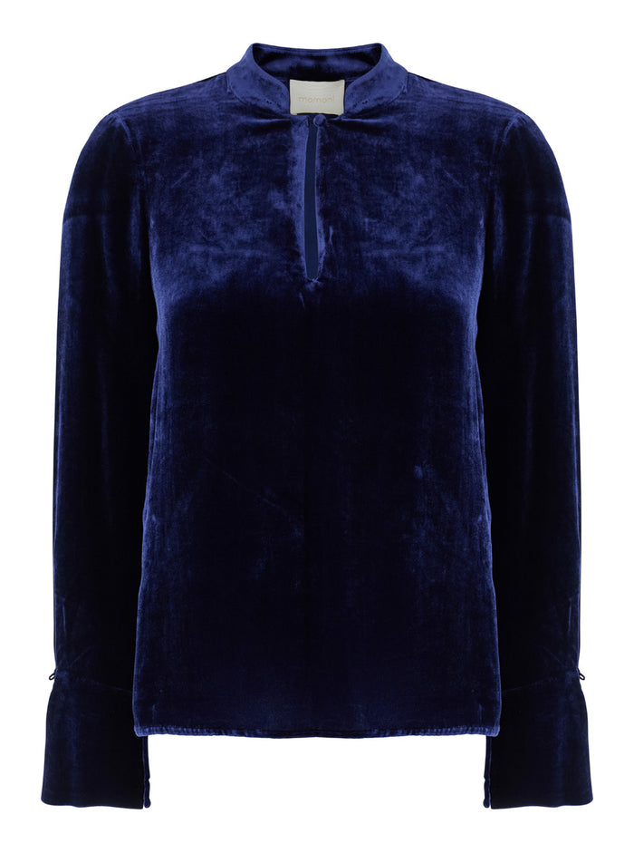 Aisu Blue Blouse With Cut-Out Detail And Button On The Front Viscose Blend Woman Blu Silk Shirts Blouses
