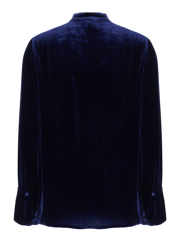 Aisu Blue Blouse With Cut-Out Detail And Button On The Front Viscose Blend Woman Blu Silk Shirts Blouses