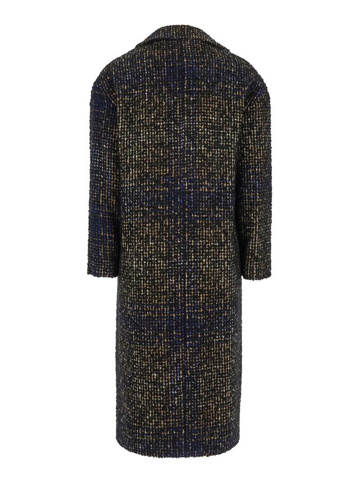 Fontanbleau Multicolor Double-Breasted Coat With Notched Revers And All-Over Check Motif Wool Blend Woman Virgin Acrylic Polyester