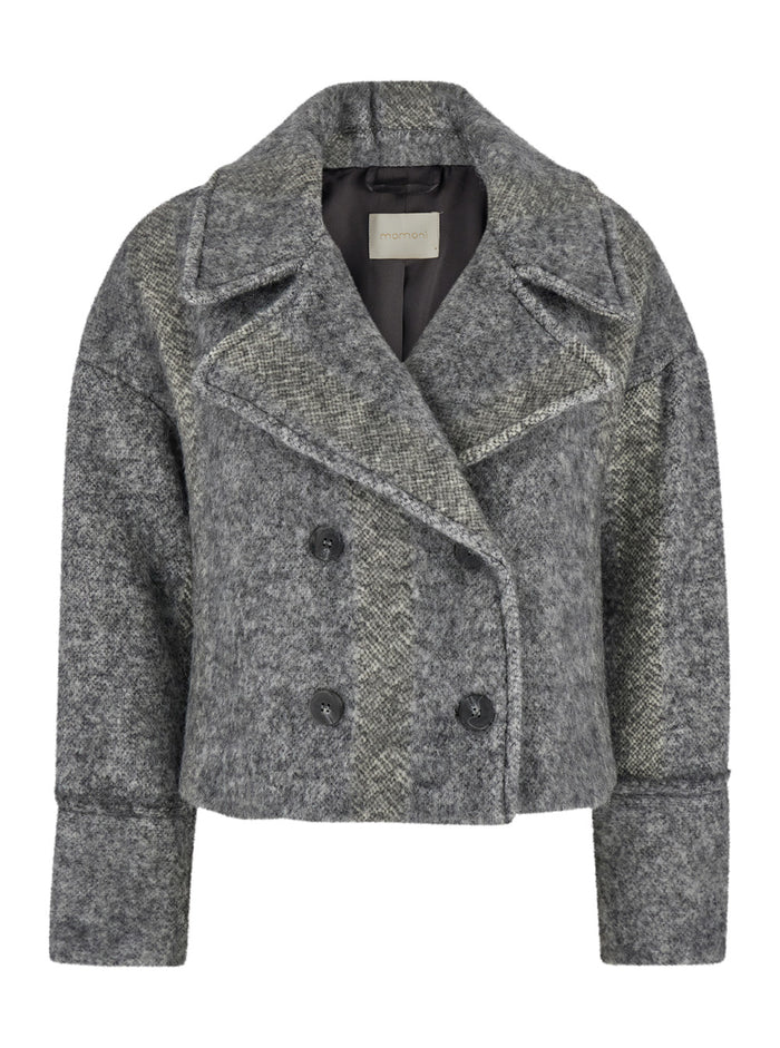 Kenpi Double-Breasted Jacket With Wide Notched Revers Wool Blend Woman Grey Blazers
