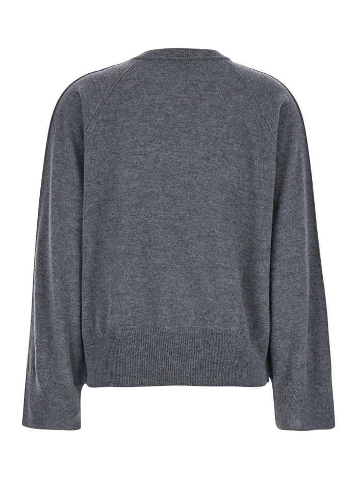 Odino Grey Crewneck Sweater Wool Blend Woman Silk Cashmere Jersey