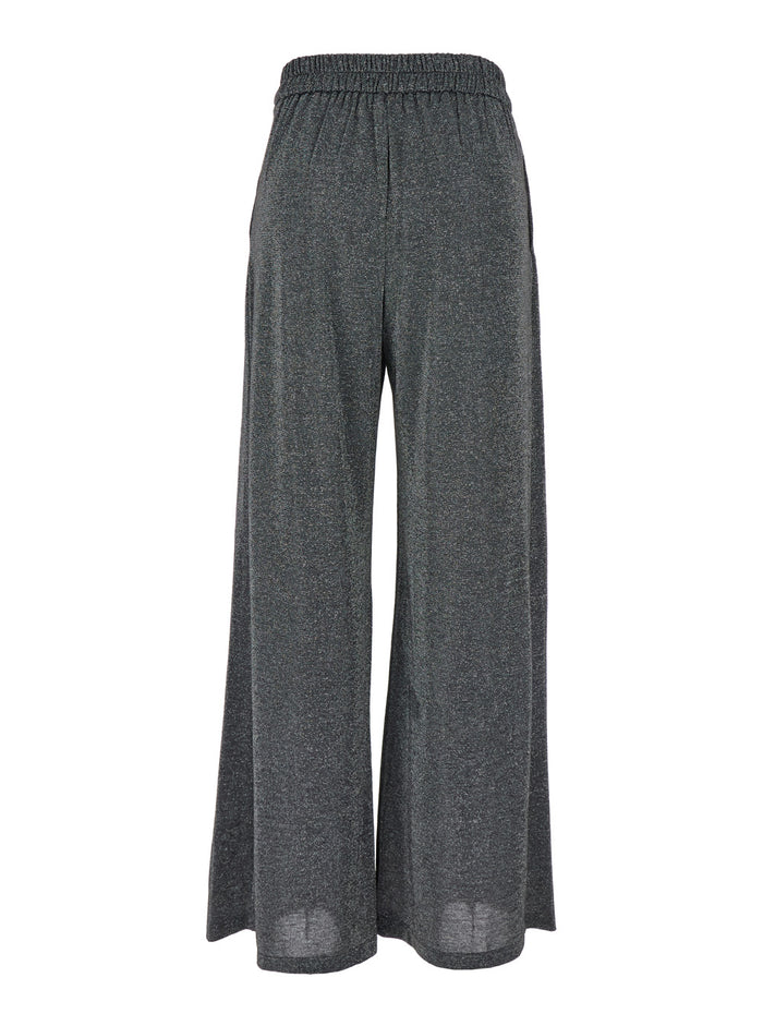 Aspen Grey Wide Leg Pants Lurex Woman Metallic Trousers
