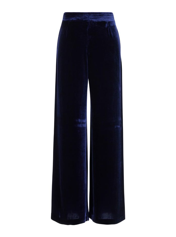 Pascal Blue Pants With Pences Viscose Blend Woman Blu Silk Trousers