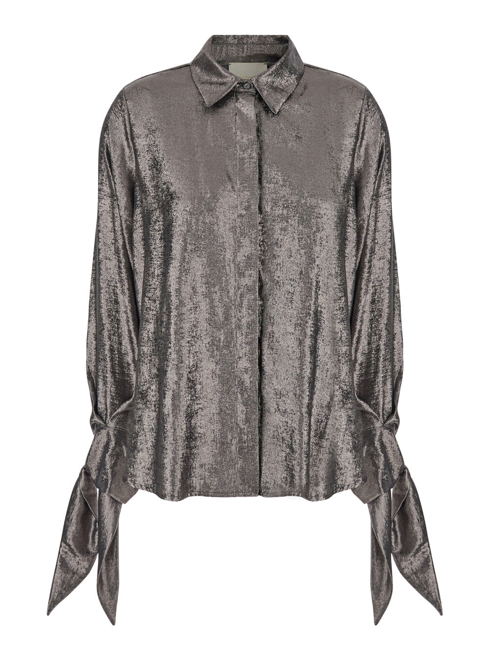Sake Metallic Shirt With Classic Collar And Tied Cuffs Tech Fabric Woman Polyester Blouses