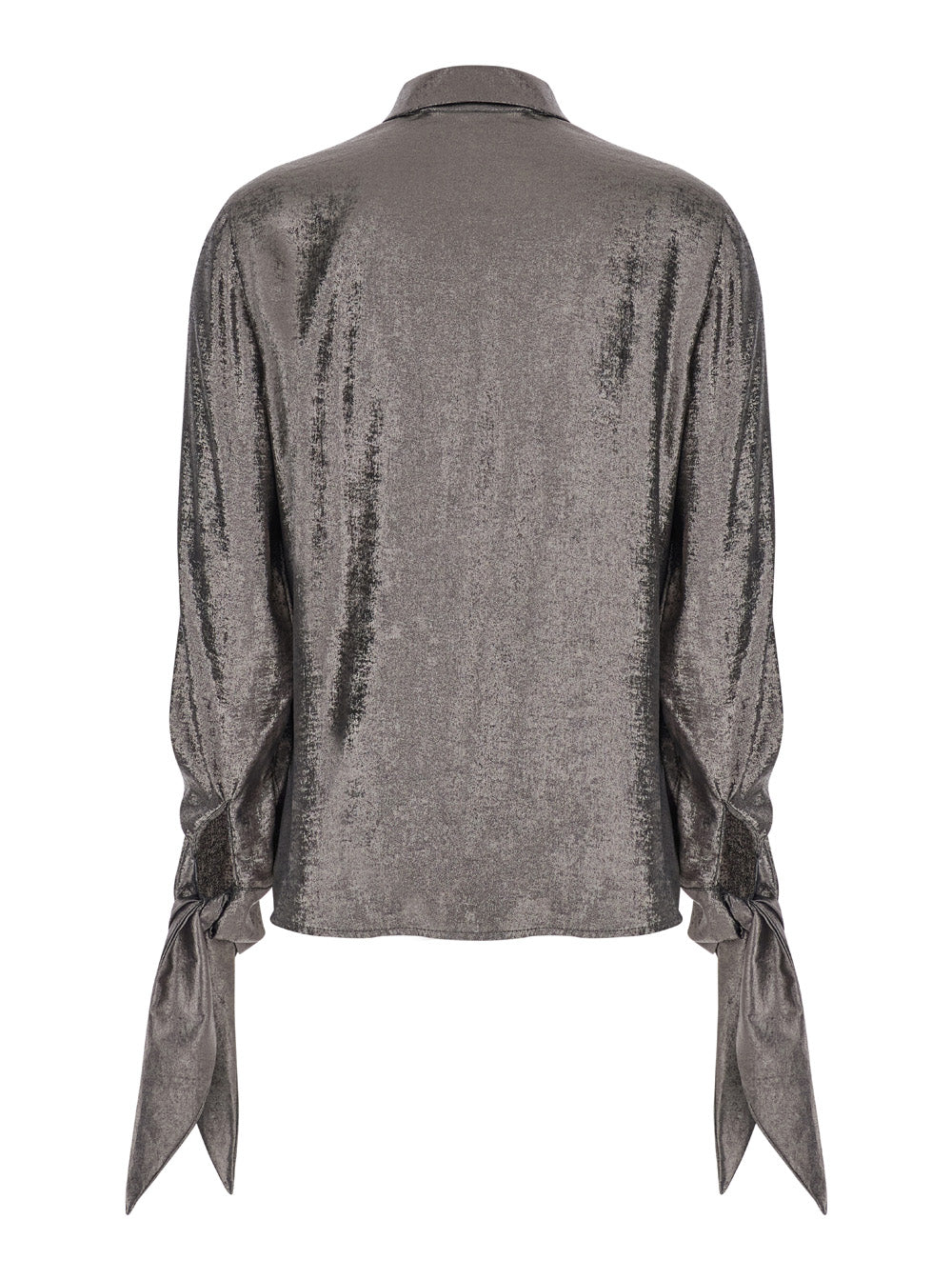 Sake Metallic Shirt With Classic Collar And Tied Cuffs Tech Fabric Woman Polyester Blouses
