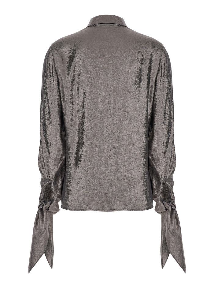 Sake Metallic Shirt With Classic Collar And Tied Cuffs Tech Fabric Woman Polyester Blouses