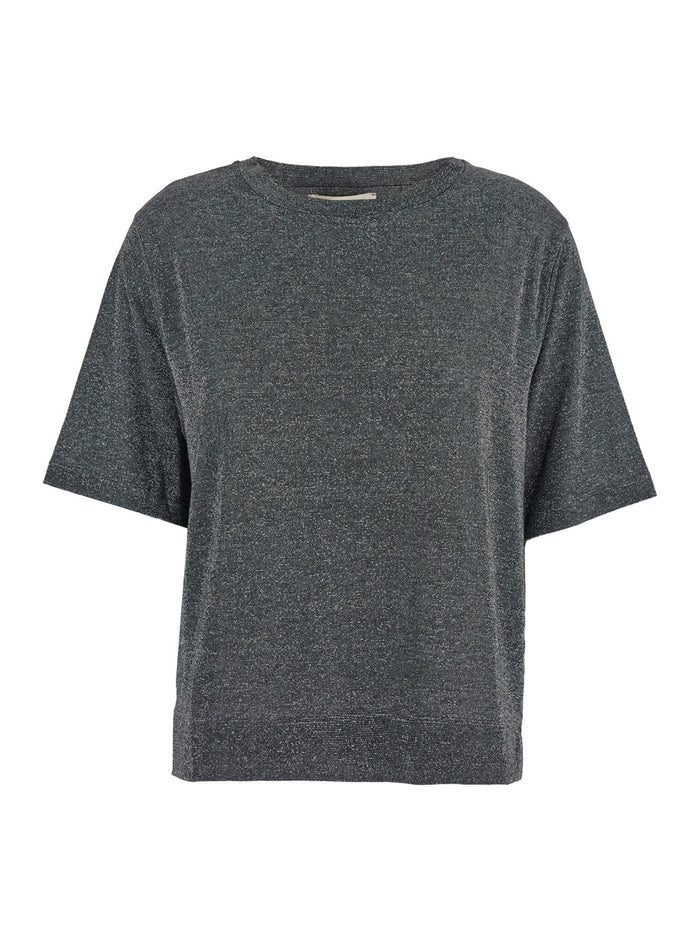 Iora Grey Rounded Neck T-Shirt Lurex Blend Woman Metallic