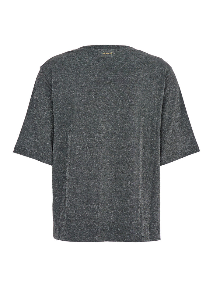 Iora Grey Rounded Neck T-Shirt Lurex Blend Woman Metallic