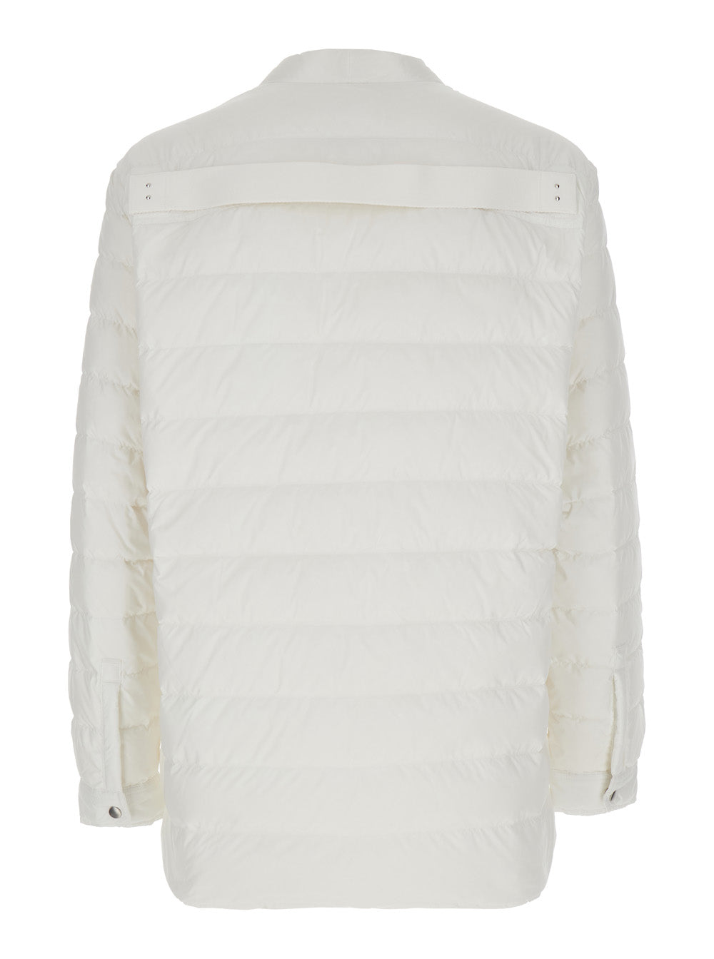 White Down Jacket with Logo Patch on the Sleeve and Snap Buttons in Tech Fabric Man Polyester