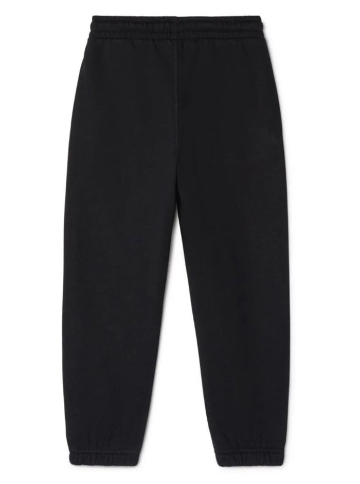 Black Drawstring Pants With Embroidered Logo Cotton Boy Trousers