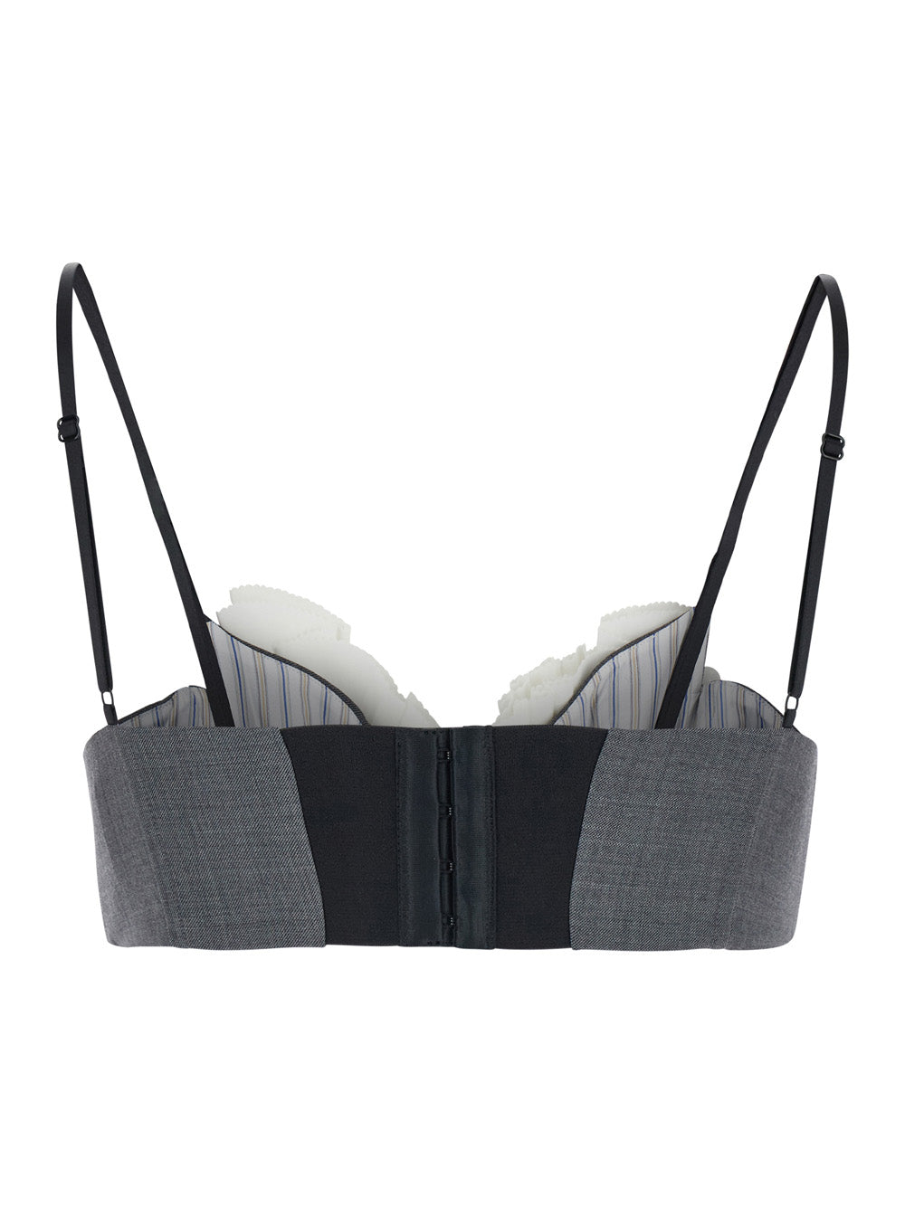 Grey Cropped Top With Ruches Details Wool And Silk Blend Woman Polyester Tops