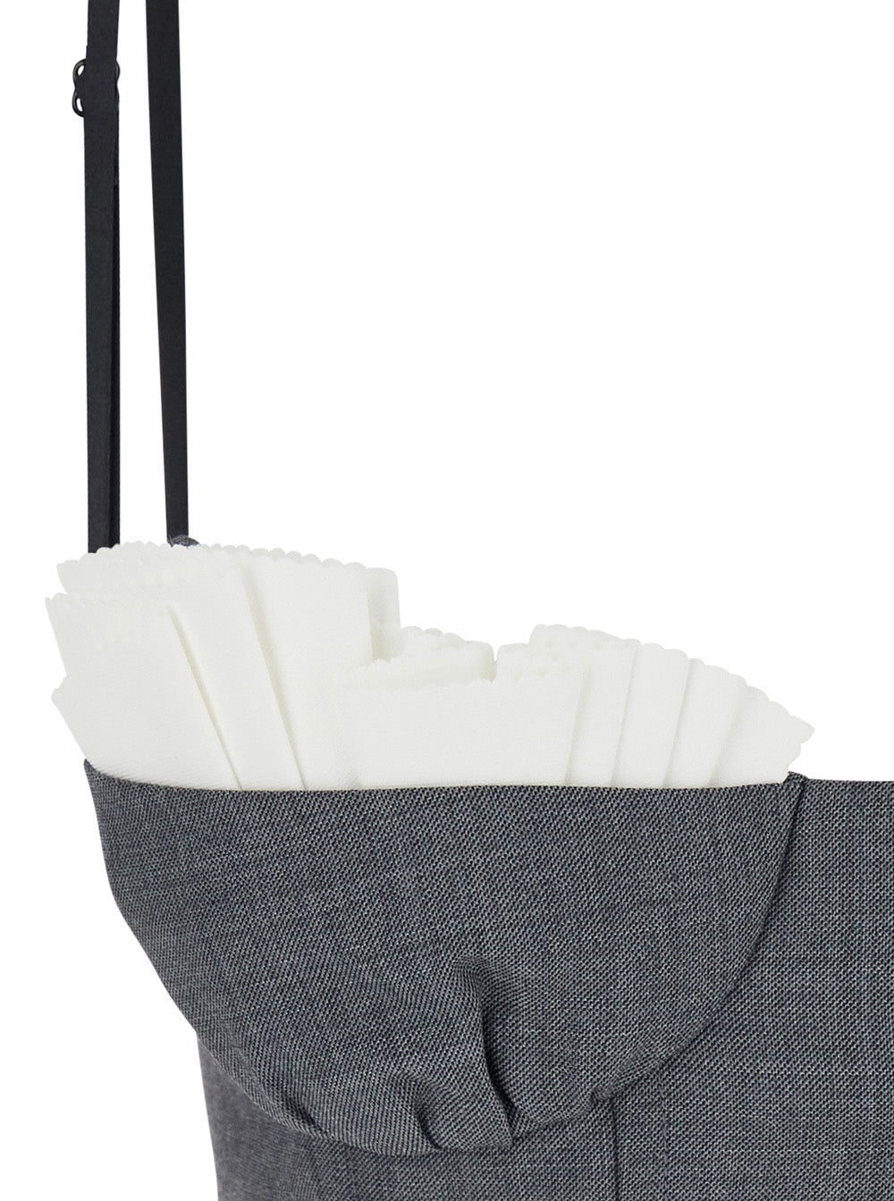 Grey Cropped Top With Ruches Details Wool And Silk Blend Woman Polyester Tops