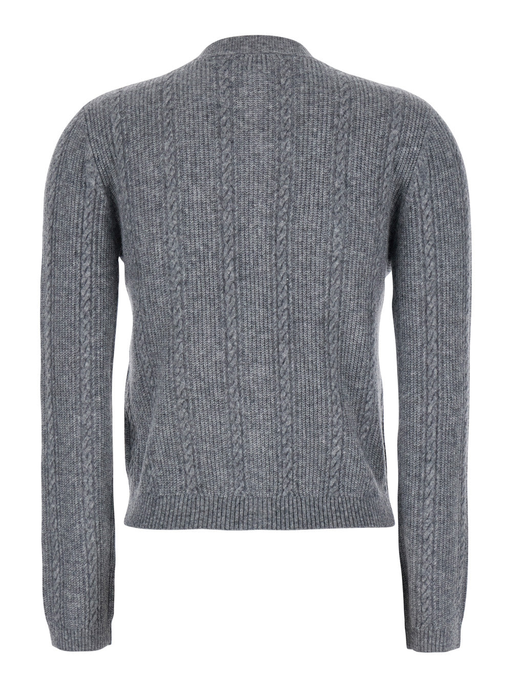Collar Embellished Cardigan Grey Wool Polyamid Jersey