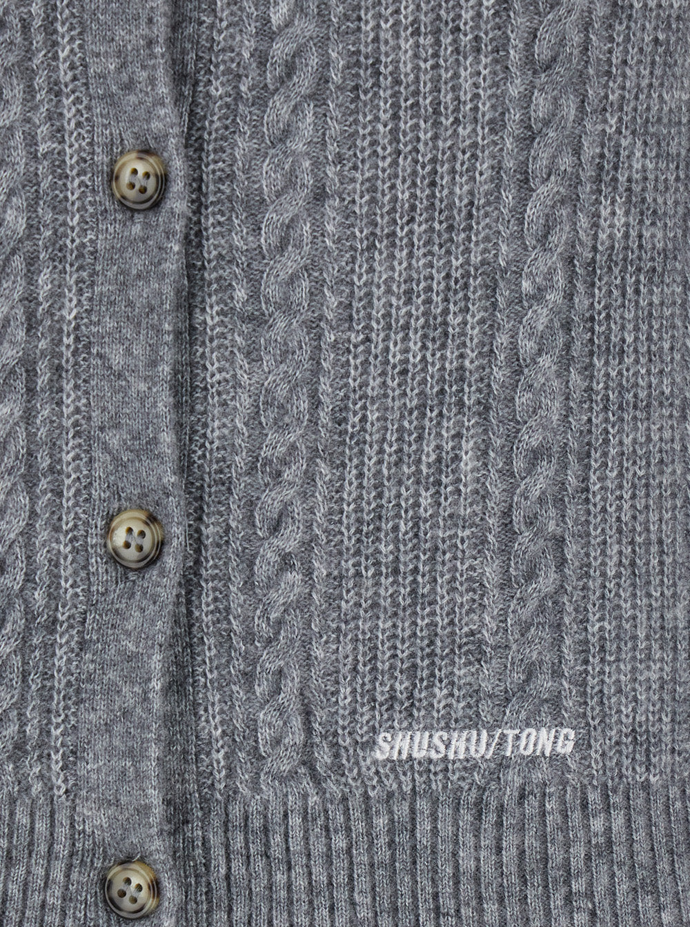 Collar Embellished Cardigan Grey Wool Polyamid Jersey
