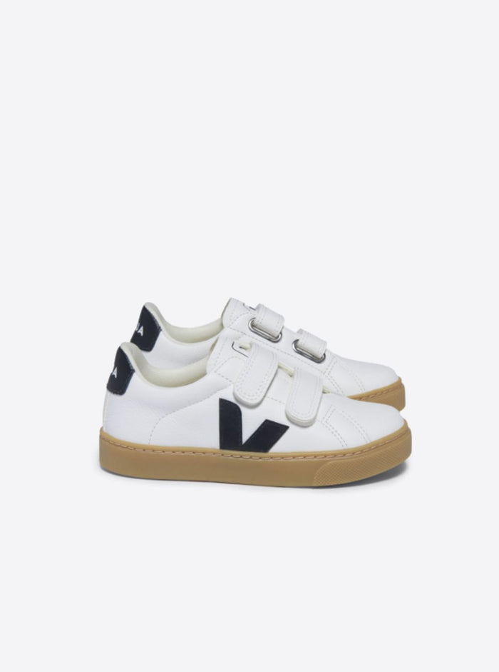 White Strap Closure Sneakers Faux Leather Boy Chromefree