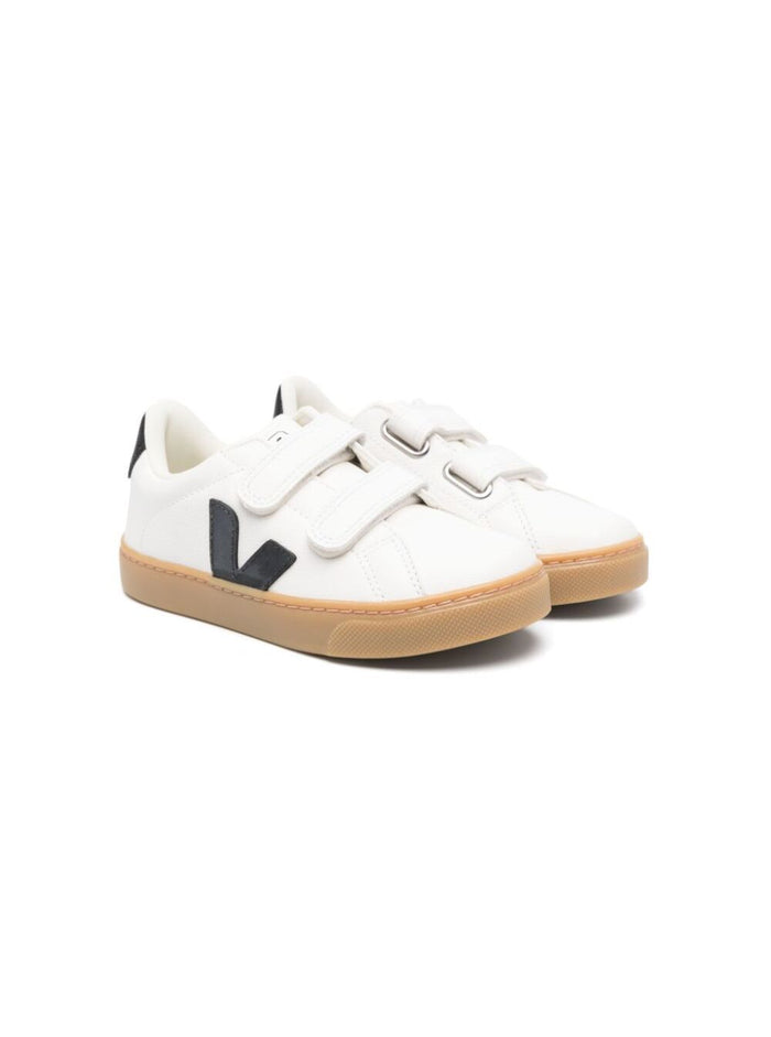 White Strap Closure Sneakers Faux Leather Boy Chromefree
