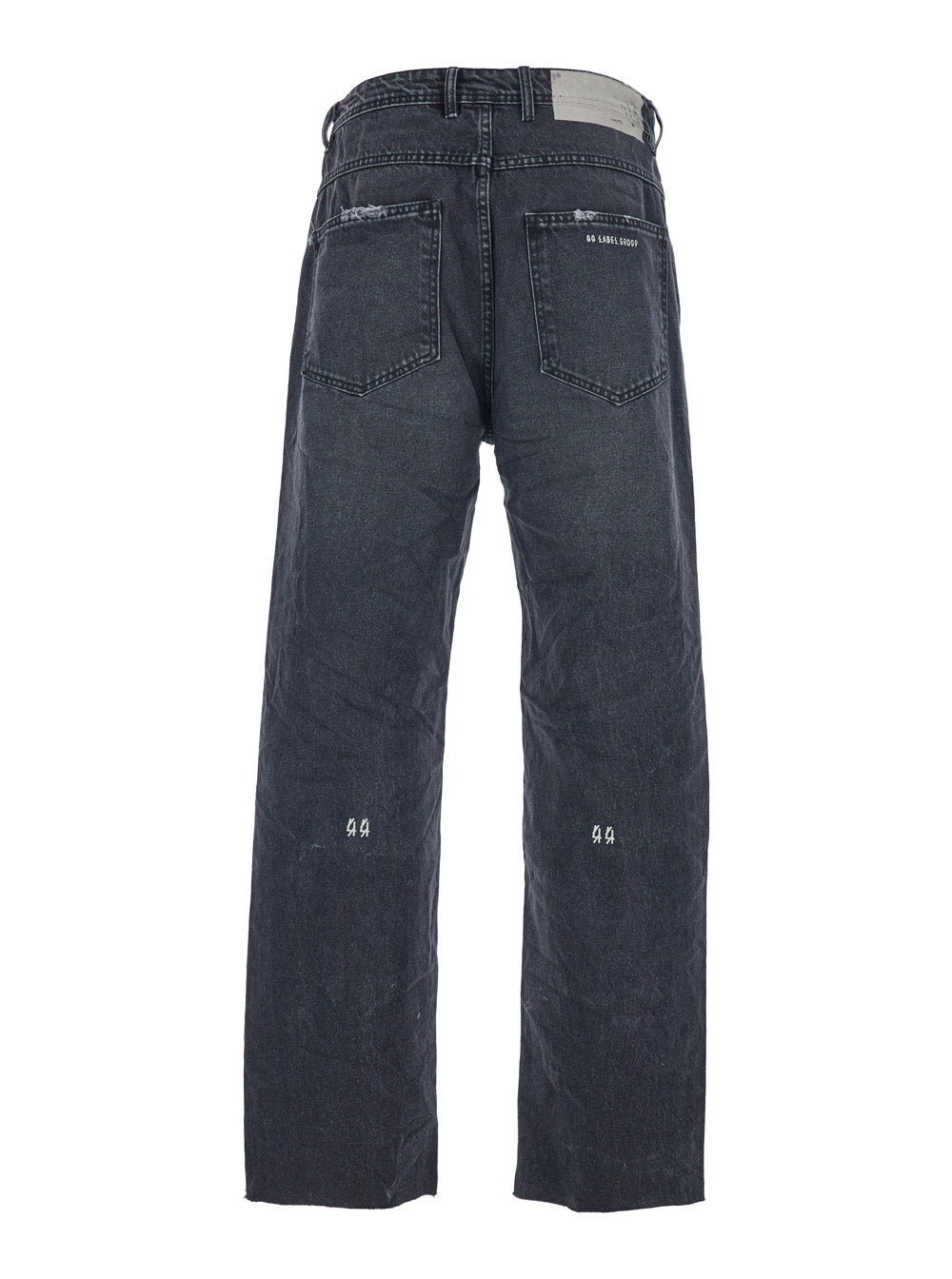 Black Jeans with Logo Patch on the Rear and Side Strap in Denim Man