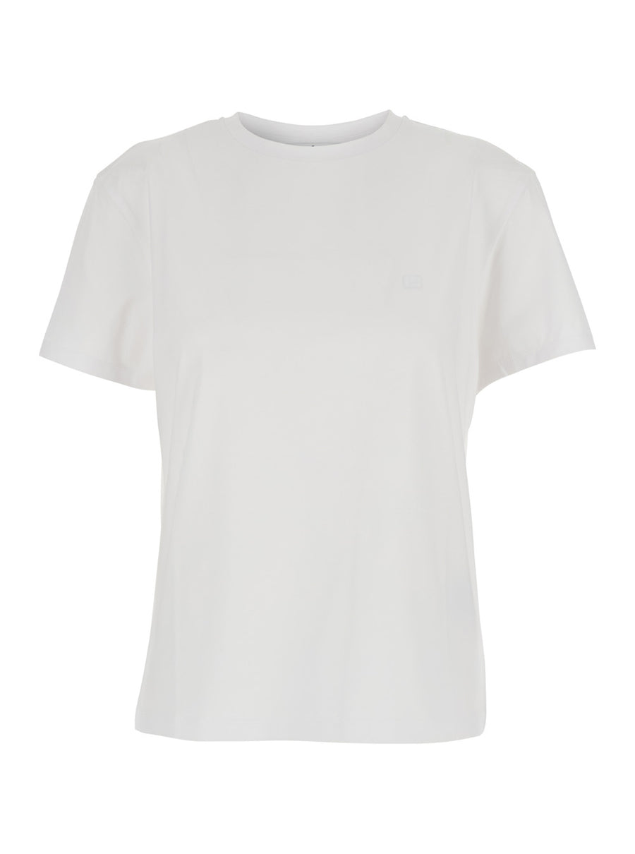 White Crewneck T-Shirt With Logo Patch Organic Cotton T-shirts & Jerseys