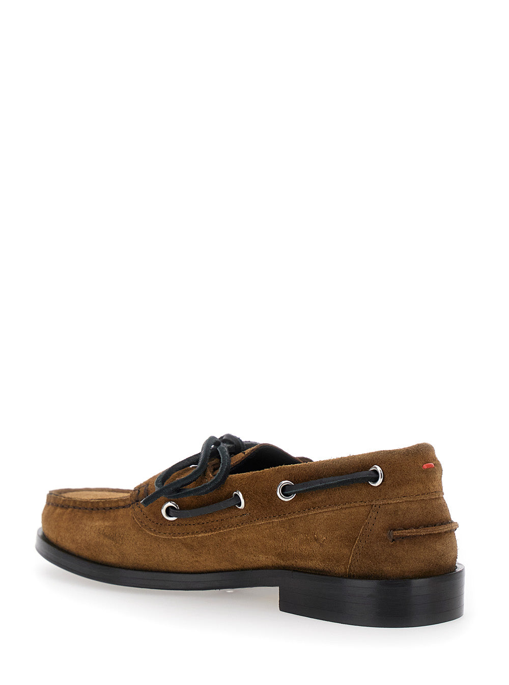Brown Boat Shoes With Side Laces Suede Woman Loafers