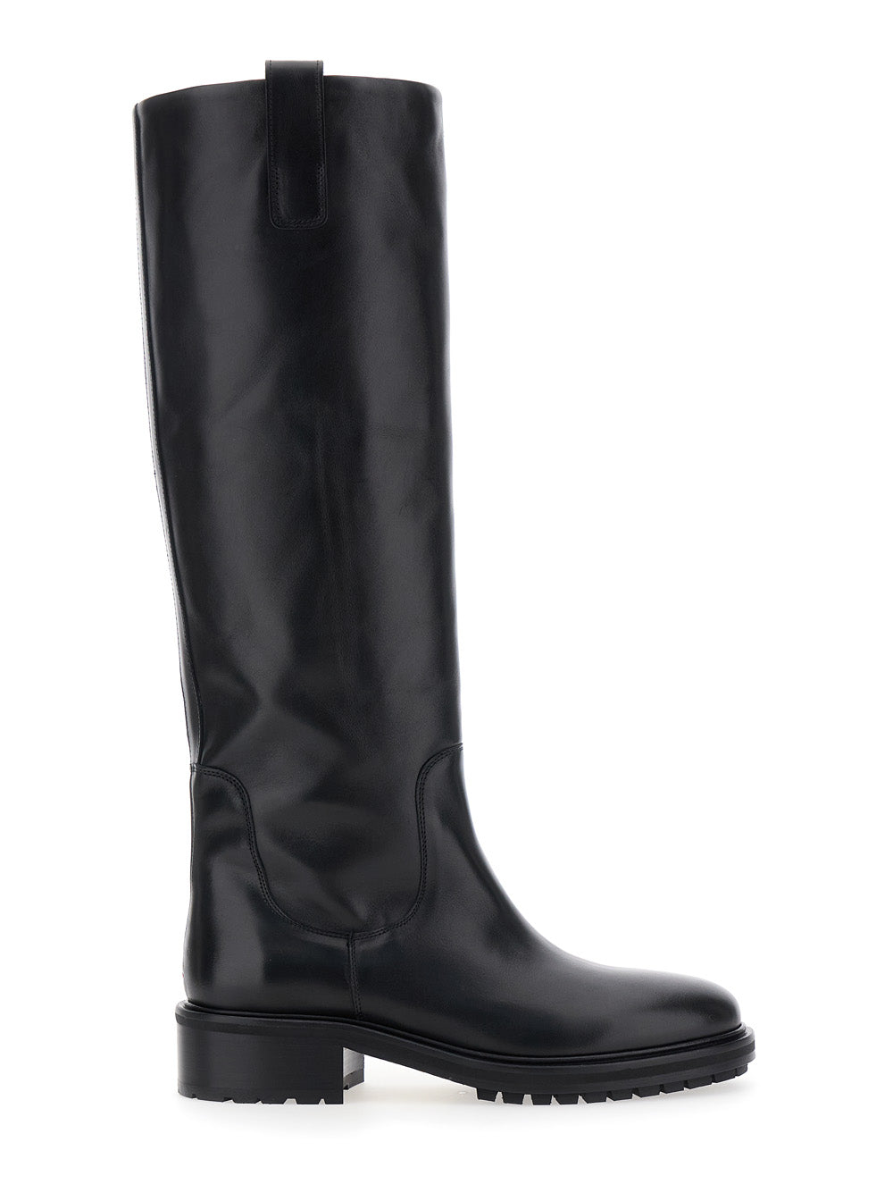 Henry Black Slip-On Knee Boots Leather Woman Calf