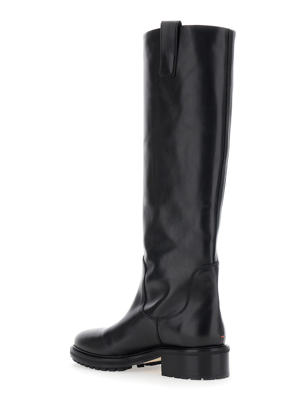 Henry Black Slip-On Knee Boots Leather Woman Calf