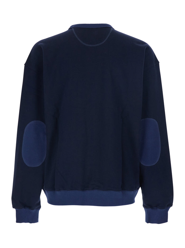 Forever Blue Sweatshirt with Logo Lettering on the Front and Dropped Shoulders in Cotton Man Blu Sweatshirts