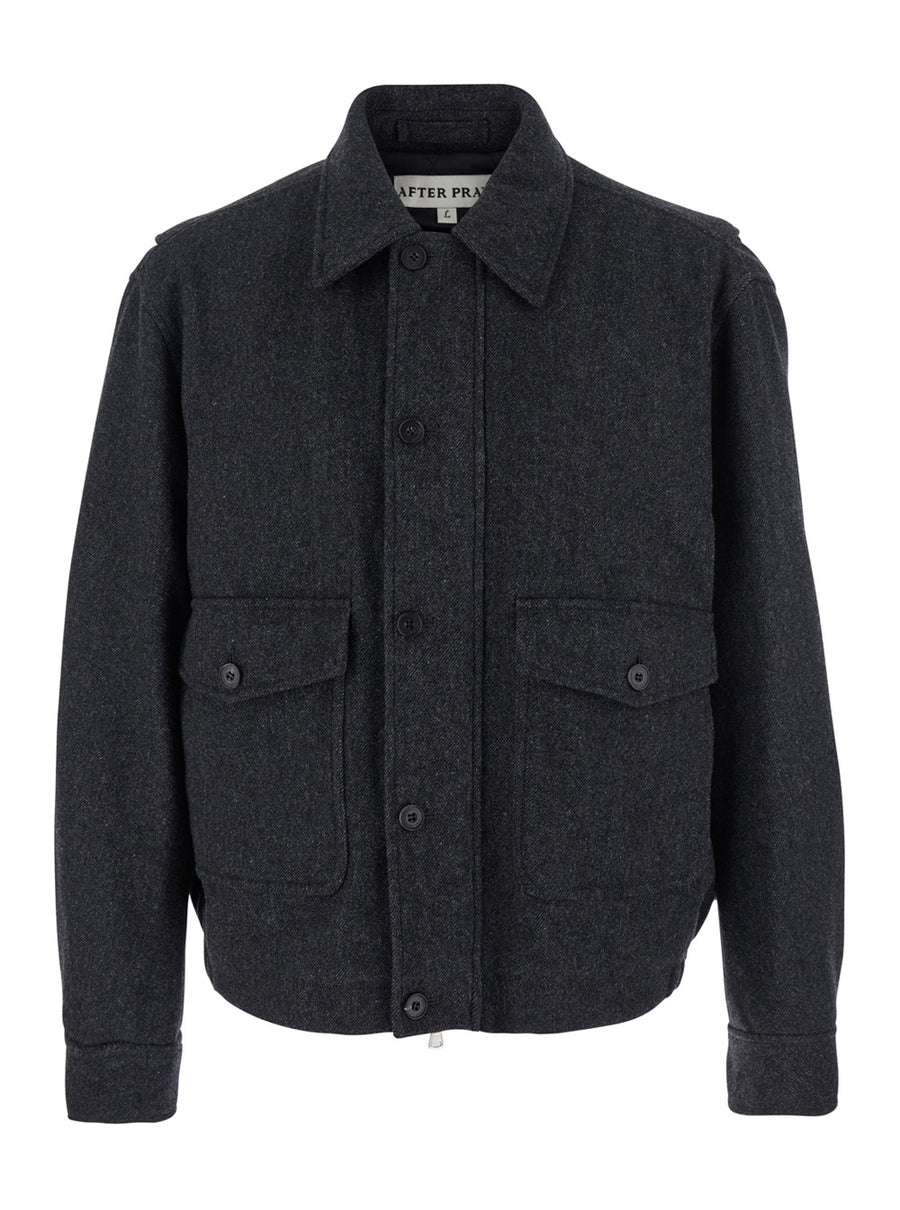 Grey Jacket With Classic Collar Wool Coat