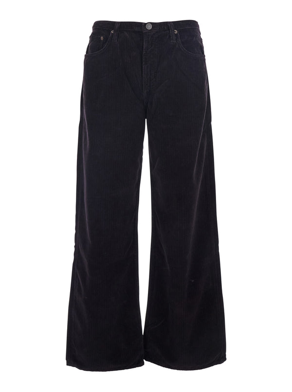 Brown Corduroy Wide Leg Pants With Belt Loops Cotton Trousers