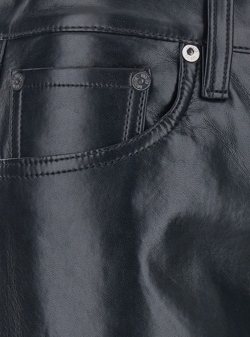Black Pants with Belt Loops in Leather Blend Woman Trousers