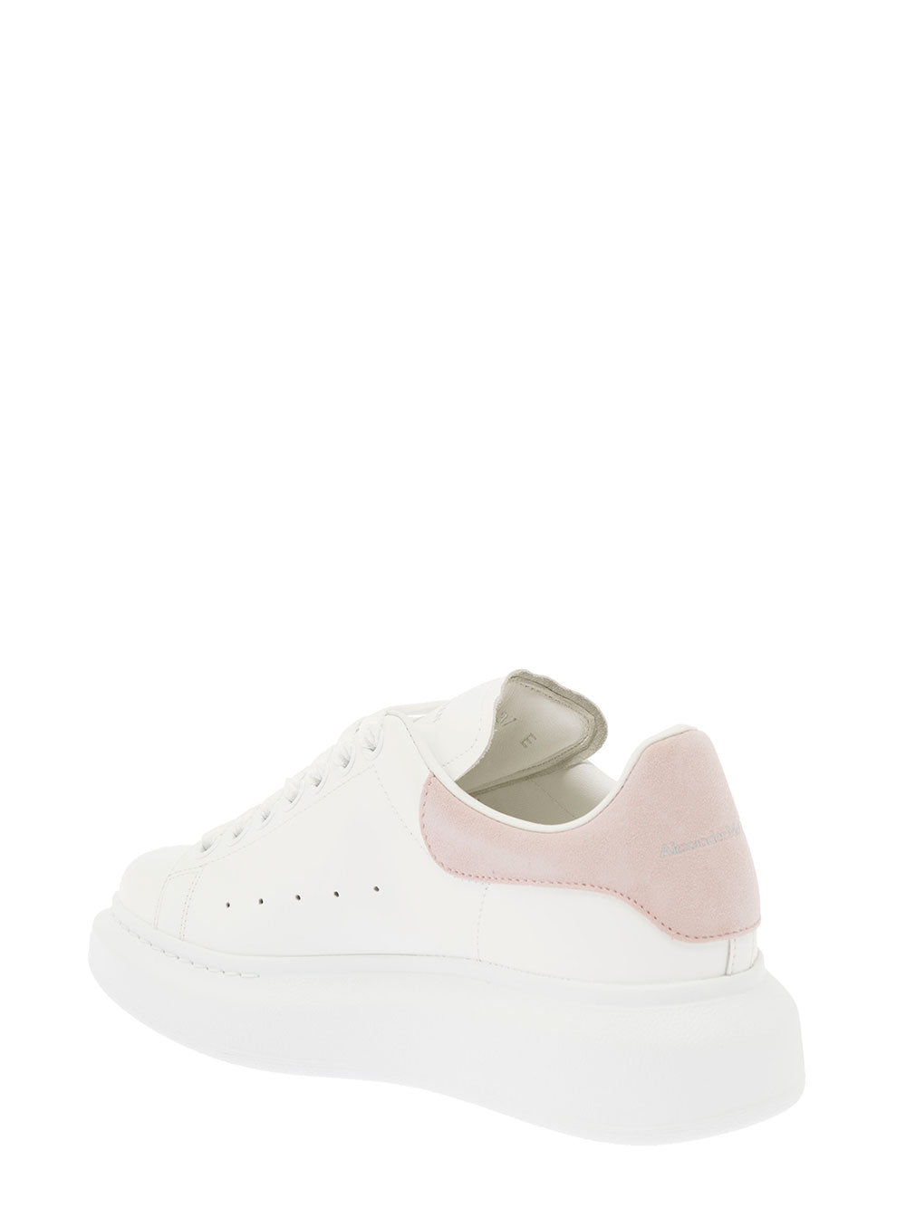 Alexander Mcqueen Womans Oversize White And Pink Leather Sneakers Calf