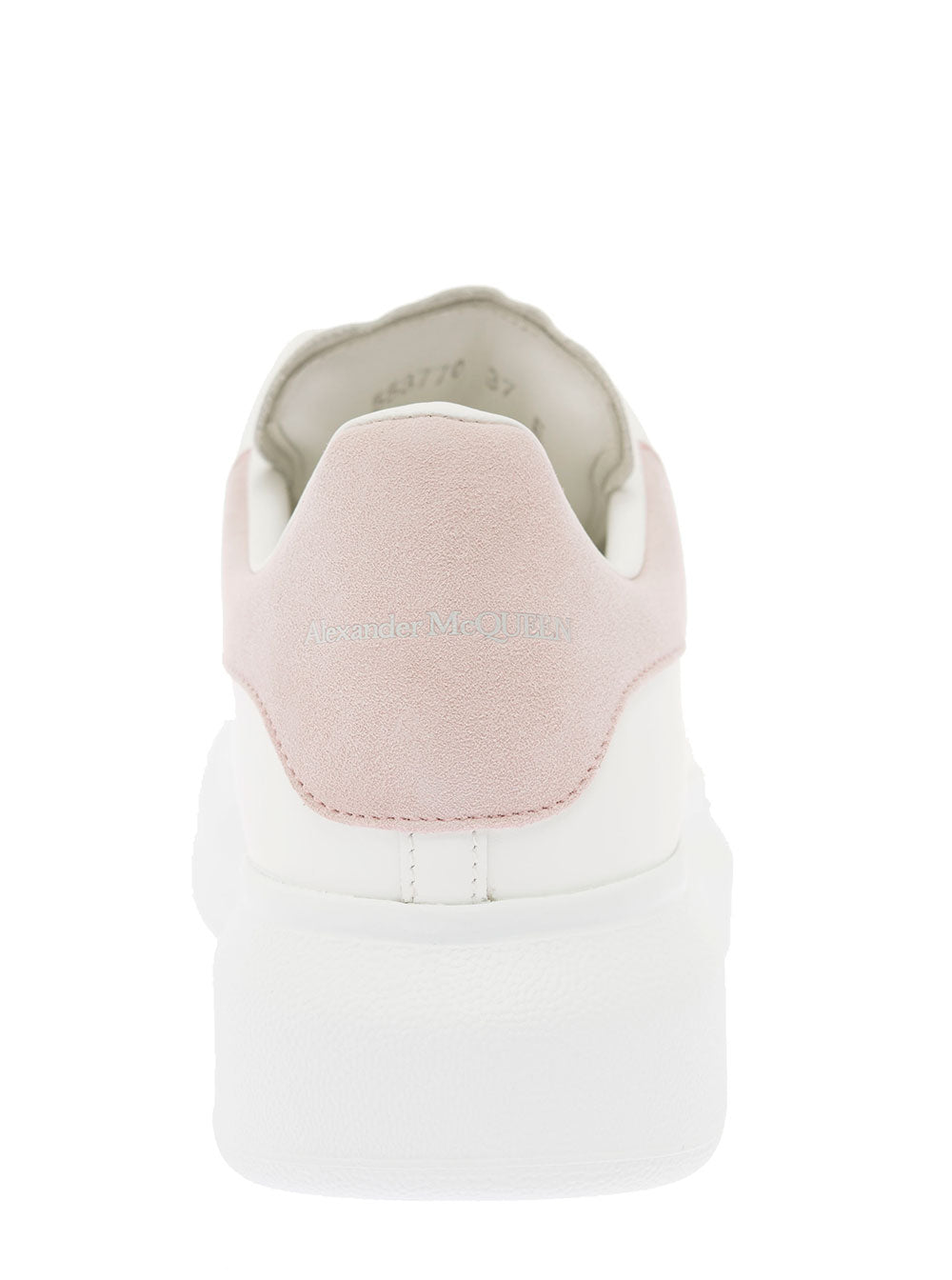 Alexander Mcqueen Womans Oversize White And Pink Leather Sneakers Calf