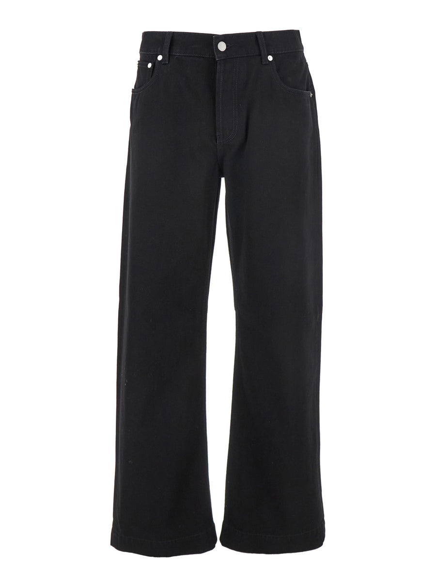 Black Denim Jeans With Belt Loops Cotton