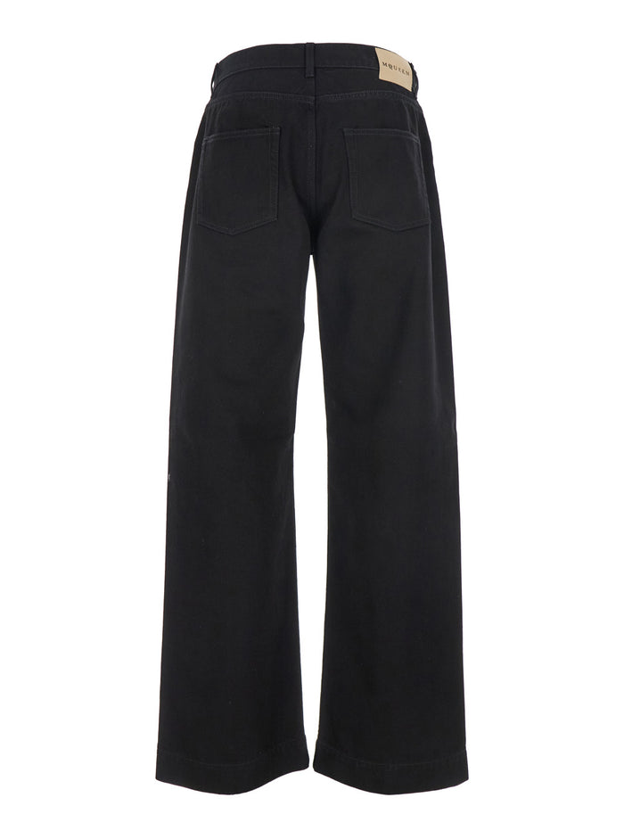 Black Jeans with Belt Loops and Logo Patch on the Rear in Denim Man Cotton