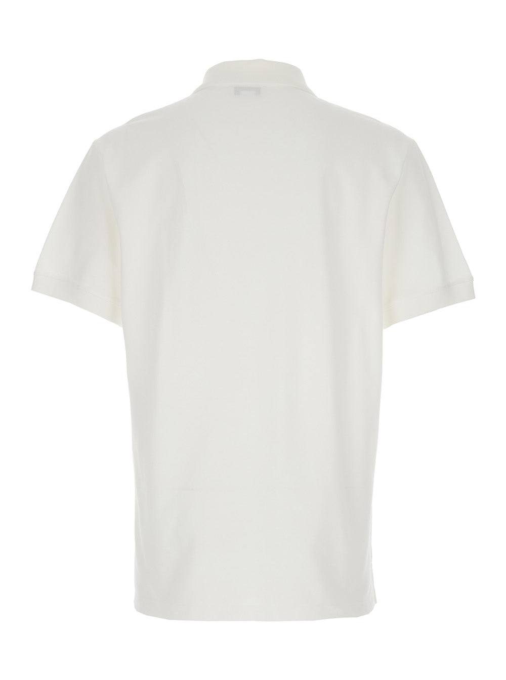 White Polo Shirt with Classic Collar and Logo Lettering Embroidery on the Front in Cotton Man Tshirts
